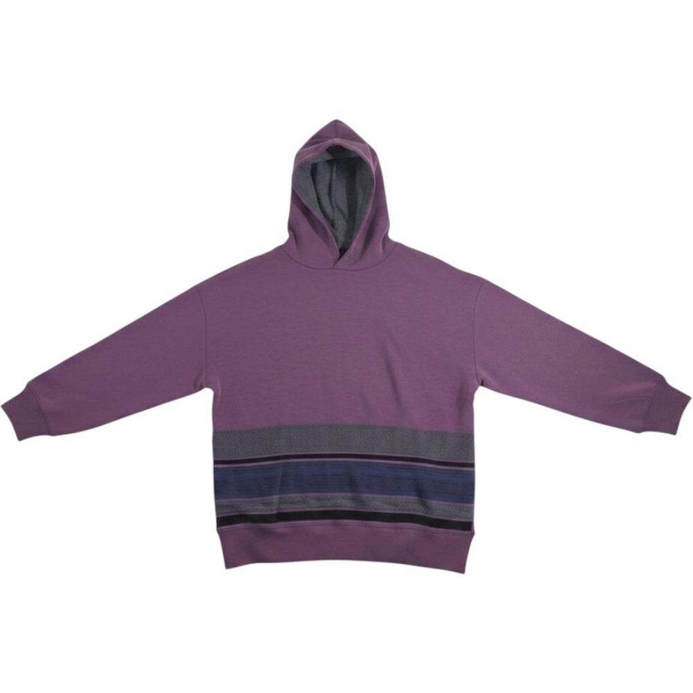 Rococo Purple Striped Pullover Hoodie Mesh Lined Hood Modal‎ Blend Size M 903568
